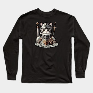 Victorious Feline Knight - Cat in Medieval Armor with Sword Long Sleeve T-Shirt
